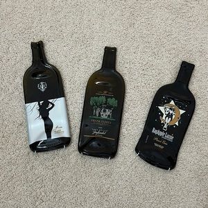 3 smashed wine bottles